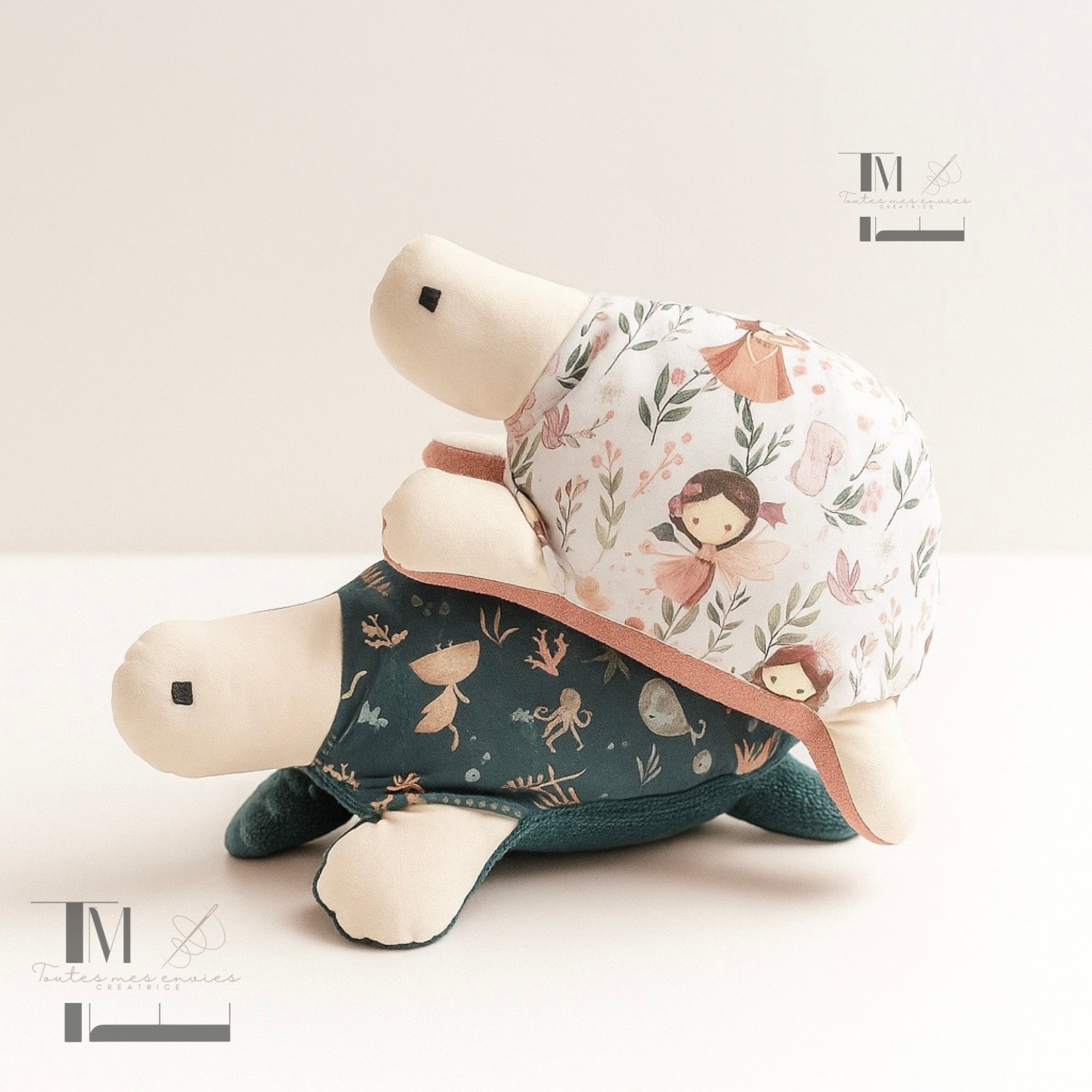 Peluche tortue fait main – Cadeau naissance artisanal