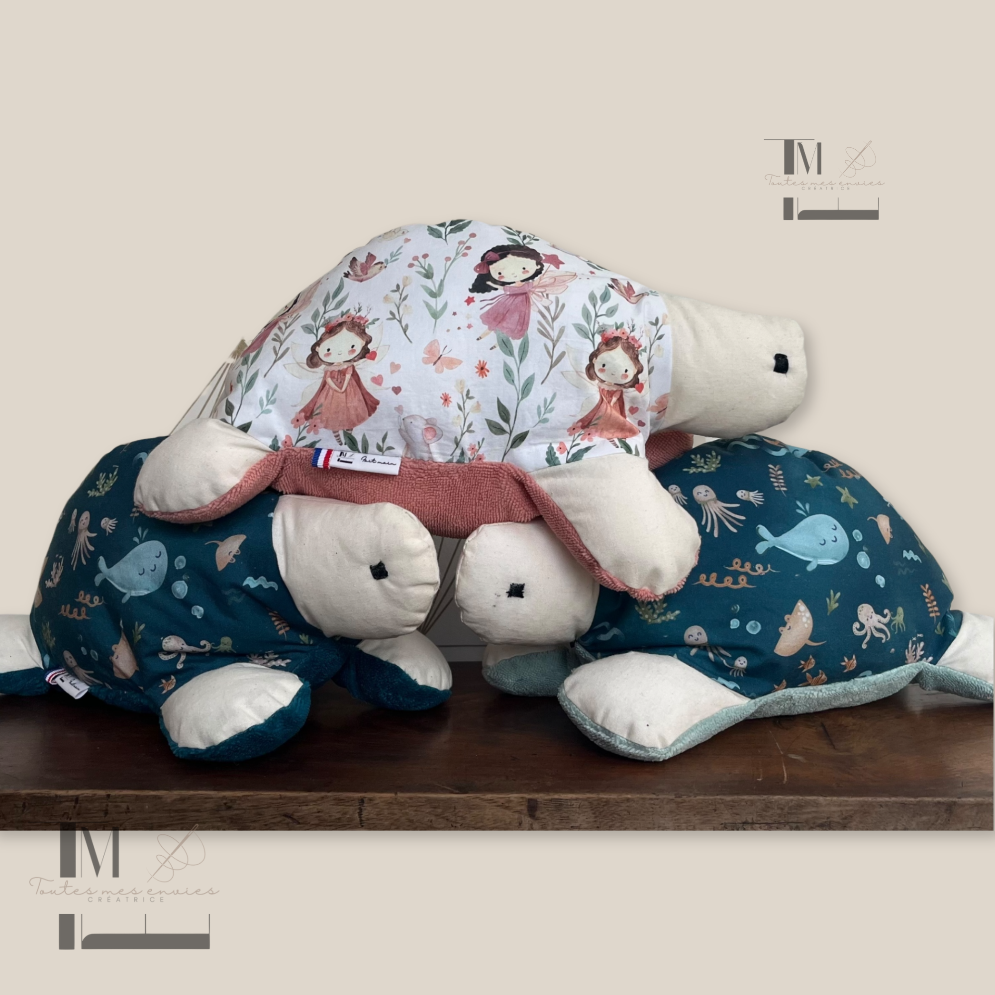Peluche tortue fait main – Cadeau naissance artisanal – Image 12