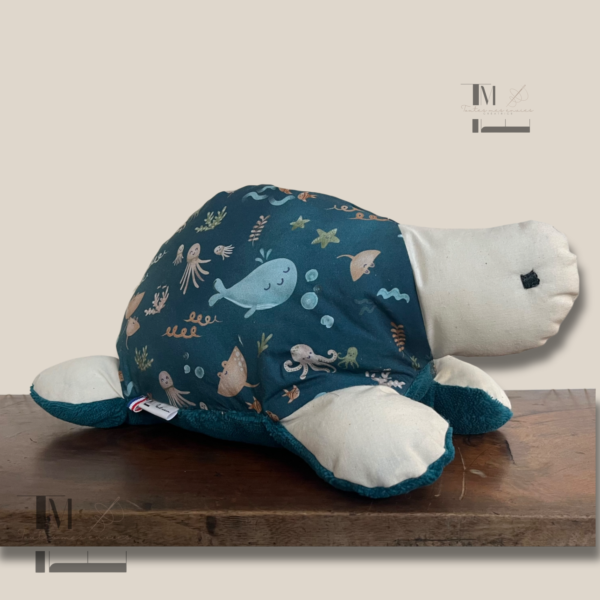 Peluche tortue fait main – Cadeau naissance artisanal – Image 4
