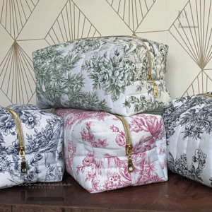 Trousse de toilette en toile de Jouy