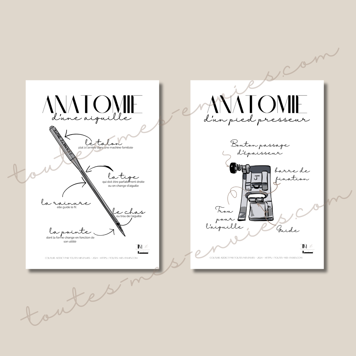 Affiches couture anatomie : guide illustré pied presseur & aiguille – Image 3