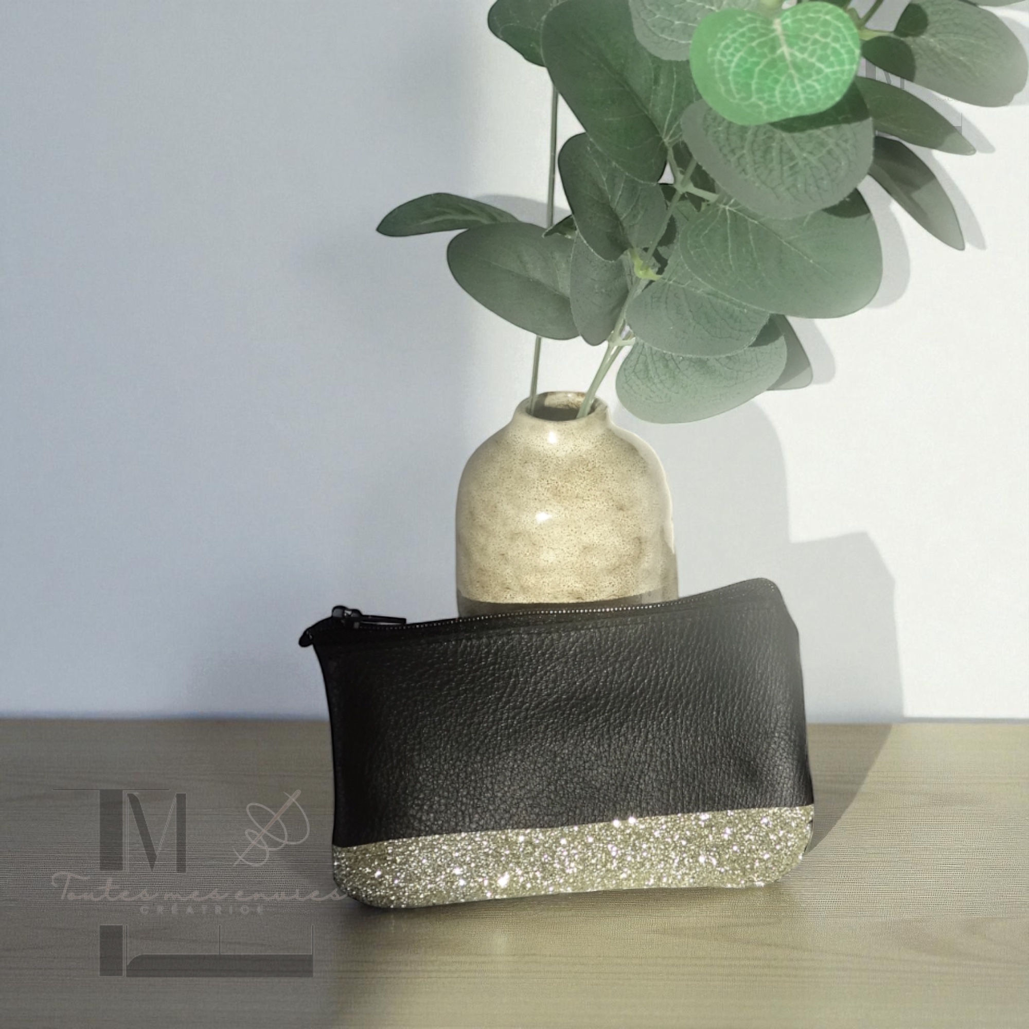 Porte-monnaie en cuir pailleté - Accessoire chic et artisanal – Image 10