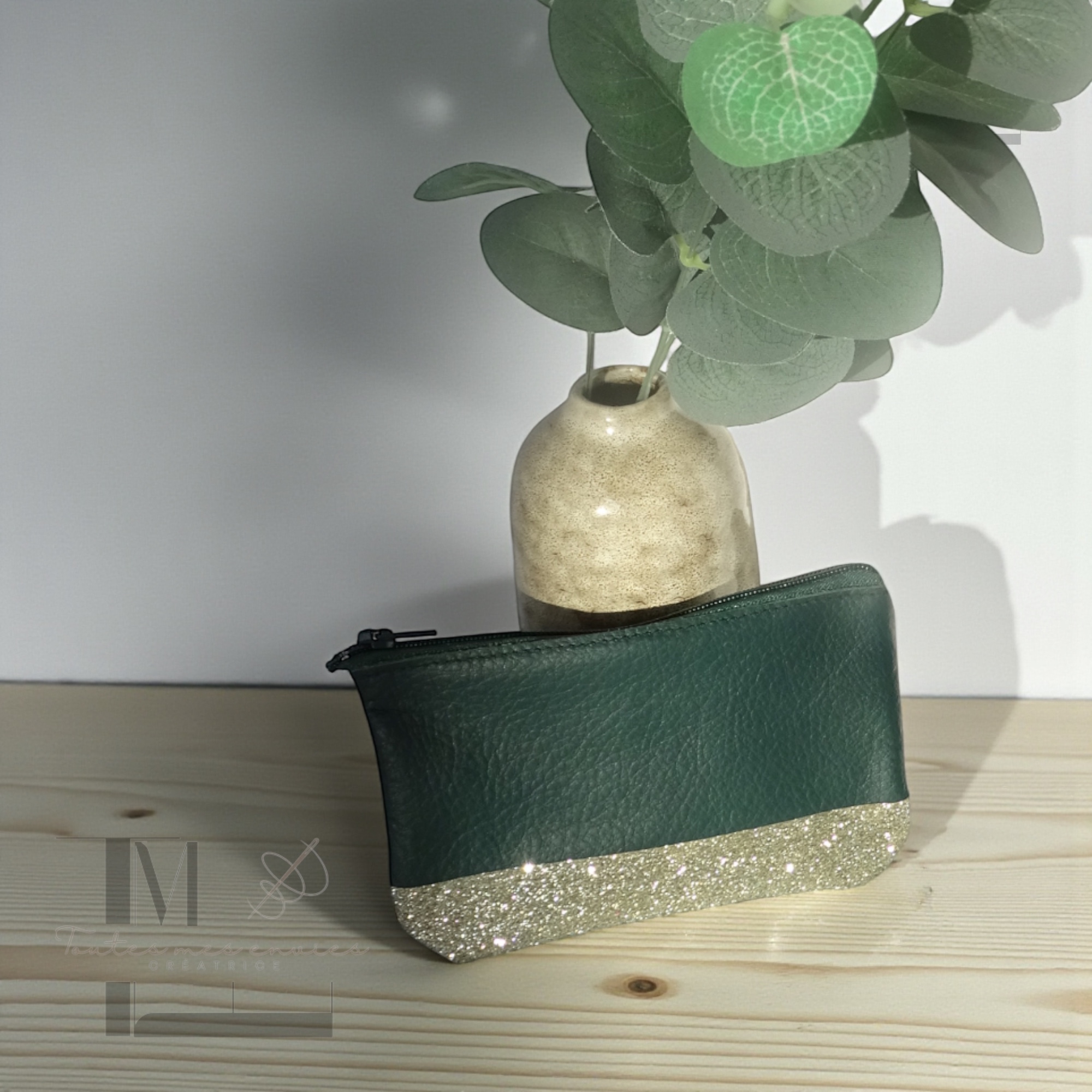 Porte-monnaie en cuir pailleté - Accessoire chic et artisanal – Image 9