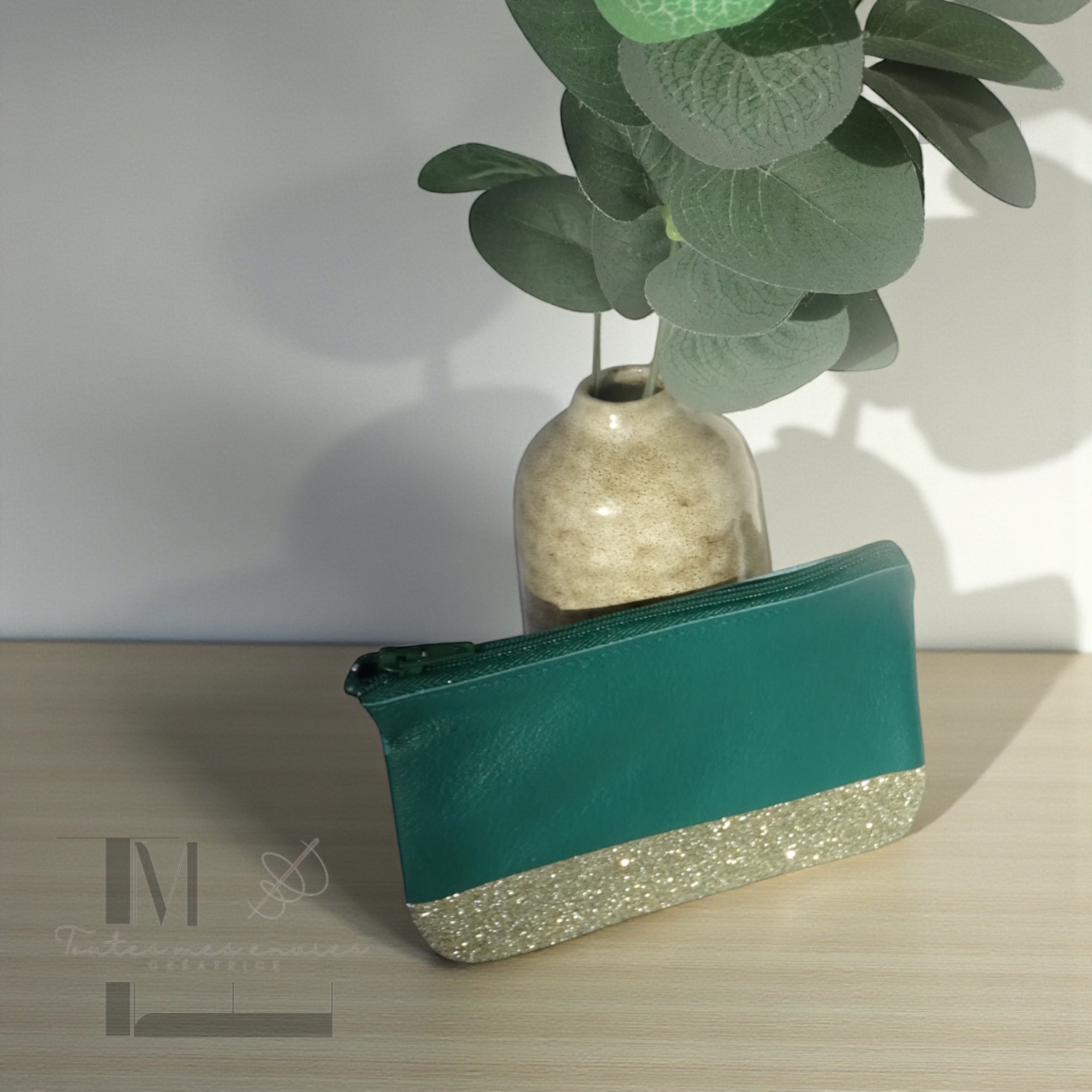 Porte-monnaie en cuir pailleté - Accessoire chic et artisanal – Image 8