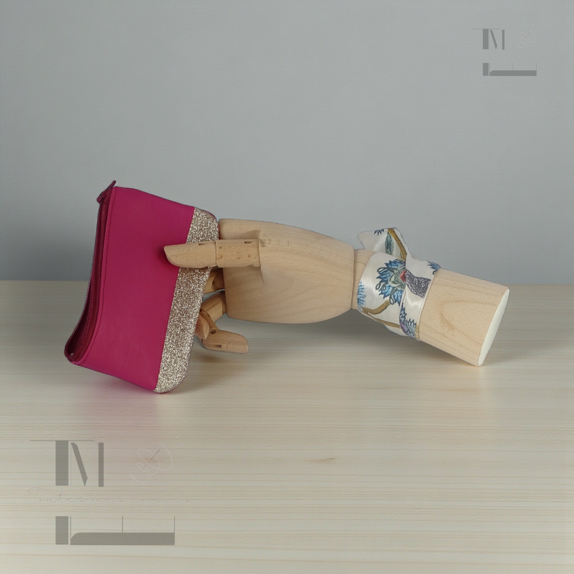 Porte-monnaie en cuir pailleté - Accessoire chic et artisanal – Image 3